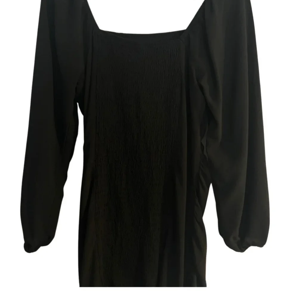 Wild Fable Puff Long Sleeve Double Ruched Dress, Black - Picture 8 of 9